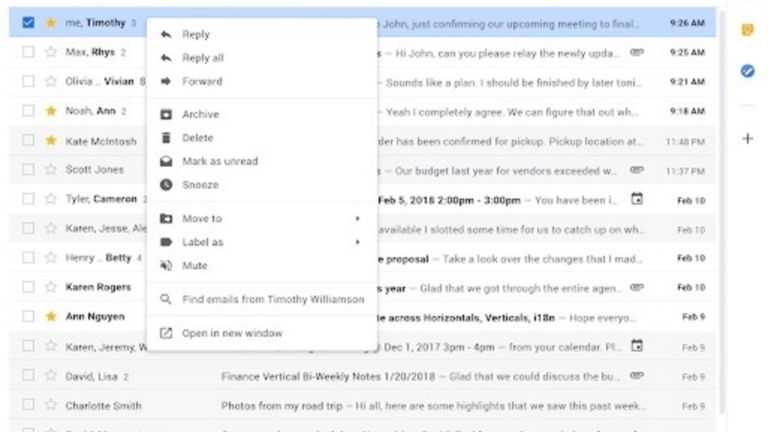 Gmail contará con más funciones en el menú contextual del botón derecho