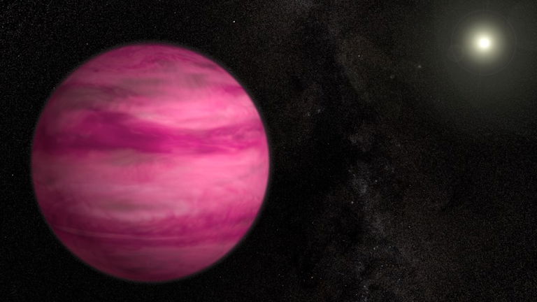 El gigantesco exoplaneta gaseoso rosa