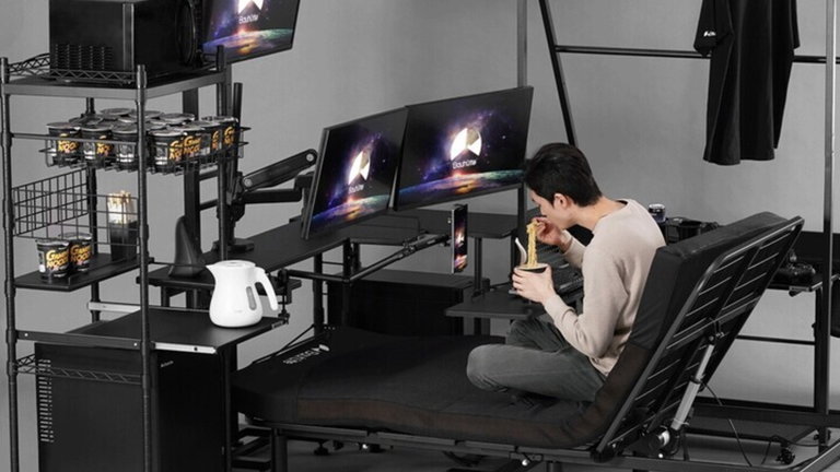 Esta increíble cama gamer te permite jugar, comer y dormir sin ni siquiera levantarte