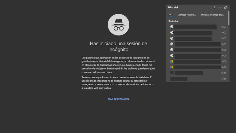 Cómo ver el historial de navegación navegando en incógnito