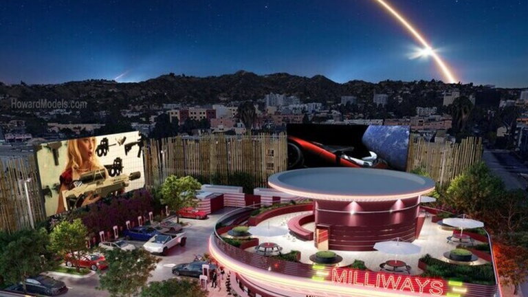 Un primer vistazo al nuevo "parque temático" de Tesla: autocine, restaurantes y muchos supercargadores