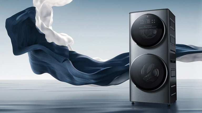 Parece un altavoz gigante, pero es la nueva e increíble lavadora de dos pisos de Xiaomi