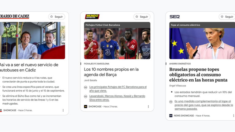 Los periódicos más importantes de España llegan a tus dispositivos de la mano de News Showcase de Google