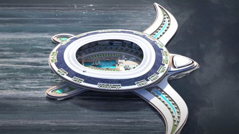 Maravíllate con este yate gigante con forma de tortuga marina, que es prácticamente una ciudad flotante