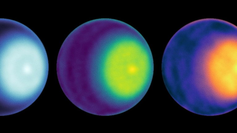 Un semáforo espacial: la NASA comparte imágenes del primer ciclón polar en Urano