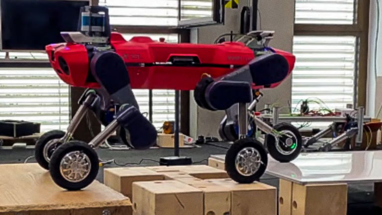Las ruedas de este nuevo perro robot le permiten moverse sin límites por cualquier superficie
