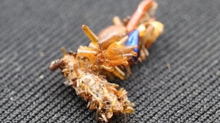 Es el insecto más raro que existe: esta oruga decora su cuerpo con partes amputadas de otros animales