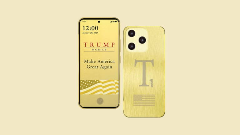 Donald Trump prometió un teléfono móvil dorado y estadounidense, pero su lanzamiento se vuelve a retrasar