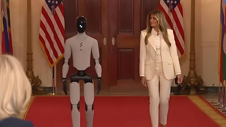 El primer robot humanoide de fabricación estadounidense acompañó a Melania Trump a la cumbre de IA